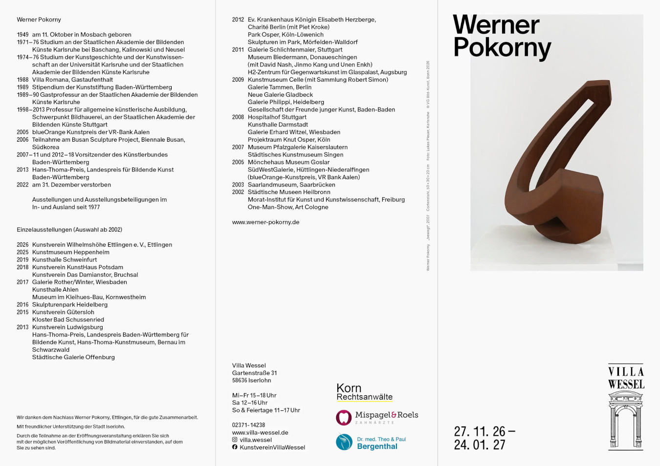 Werner_Pokorny_Einladungsflyer_Seite 1_Villa Wessel 1350